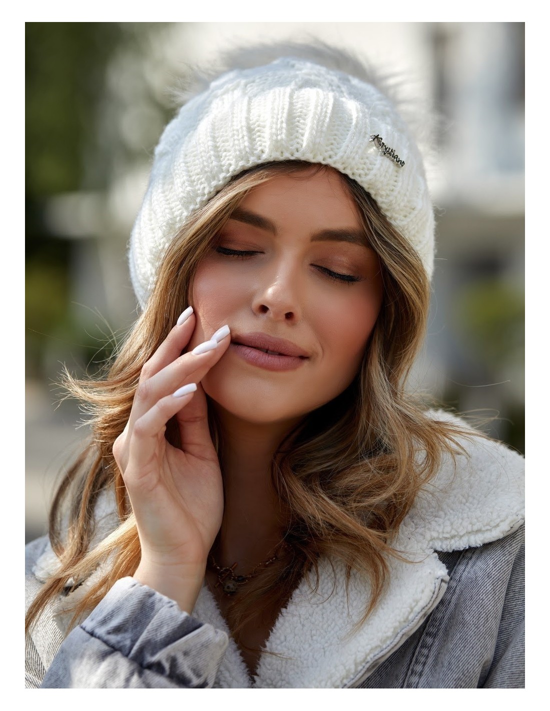 Cream winter hat C12 - Online store - Boutique